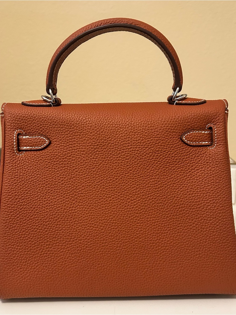 25cm Caramel Brown Top-Handle Leather Satchel - Picture 4 of 11